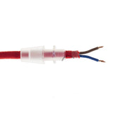 Pieza para aprisionar el cable fabricado en plástico transparente o el cable redondo de 2 hilos para colgar luminarias led. Ideal para descolgar perfiles led. Con diámetro de tuerca exterior de Ø 10mm y diámetro  interior para el paso de cable de Ø 5mm