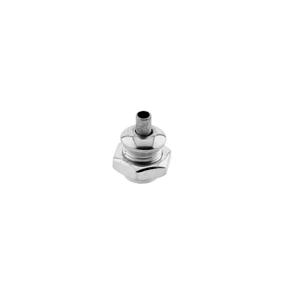 Pieza para aprisionar el cable de acero o el cable redondo de 2 hilos para colgar luminarias led. Ideal para descolgar perfiles led. Con diamétro de tuerca exterior de Ø 10mm y diámetro  interior para el paso de cable de Ø 3mm