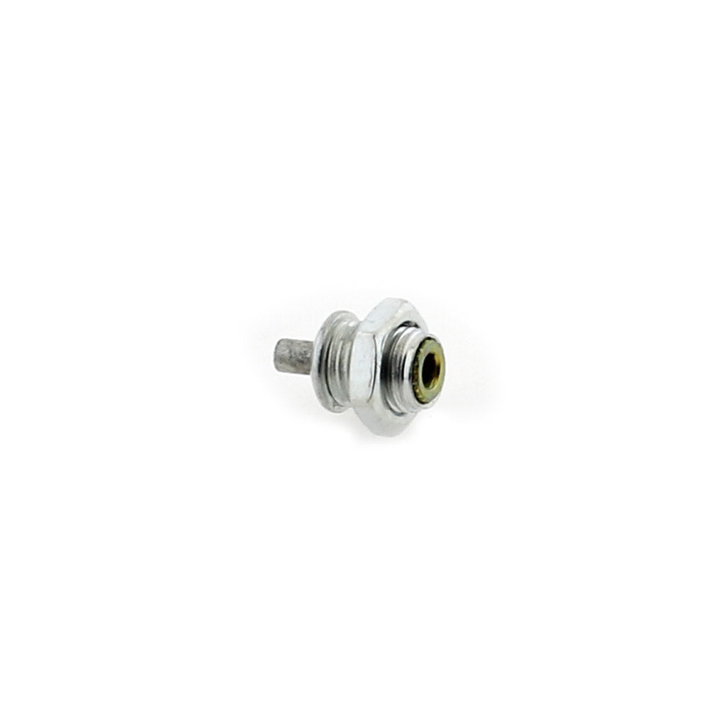 Pieza para aprisionar el cable de acero o el cable redondo de 2 hilos para colgar luminarias led. Ideal para descolgar perfiles led. Con diamétro de tuerca exterior de Ø 10mm y diámetro  interior para el paso de cable de Ø 3mm