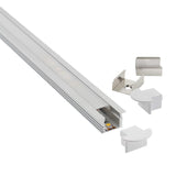 Kit que incluye perfil de aluminio, cubierta opal y tapas laterales. Para proteger y ocultar las tiras led, lo que permite realizar instalaciones profesionales, limpias y con estilo.