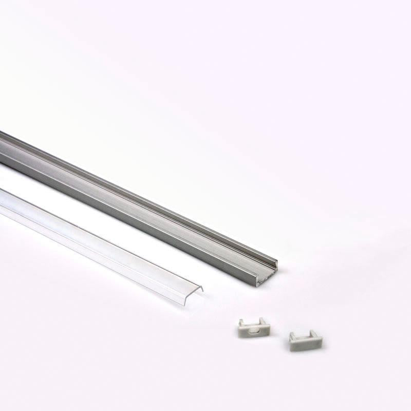 Kit que incluye perfil de aluminio, cubierta opal y tapas laterales. Para proteger y ocultar las tiras led, lo que permite realizar instalaciones profesionales, limpias y con estilo.