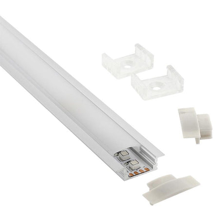 Kit que incluye perfil de aluminio, cubierta opal y tapas laterales. Para proteger y ocultar las tiras led, lo que permite realizar instalaciones profesionales, limpias y con estilo.