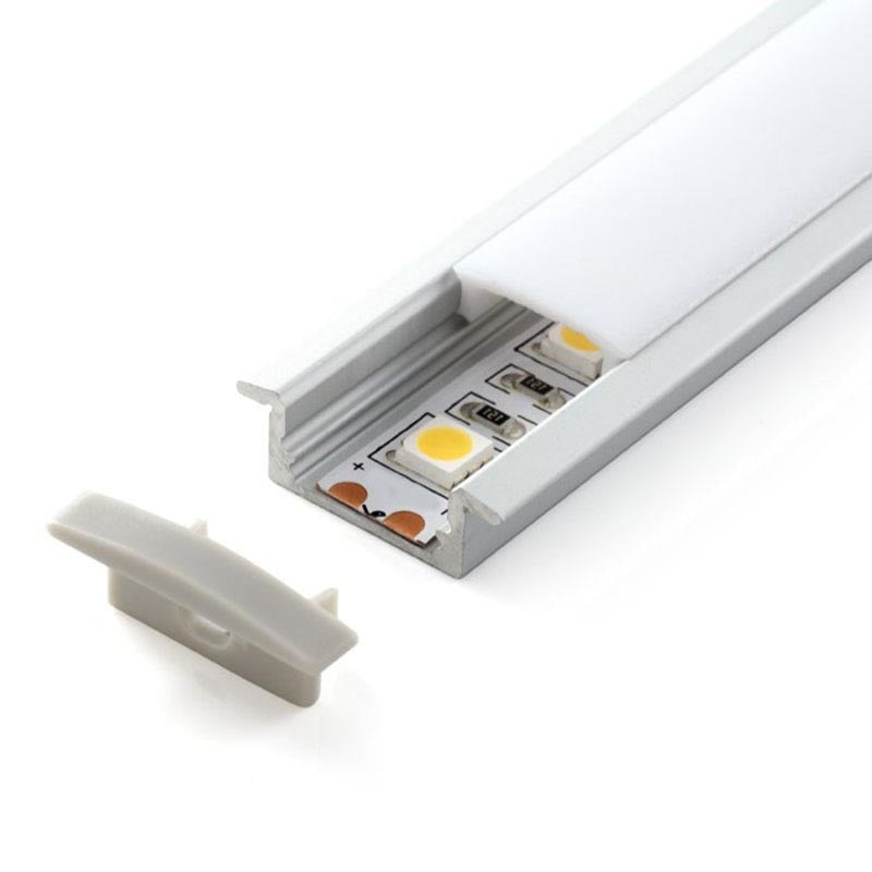 Kit que incluye perfil de aluminio, cubierta opal y tapas laterales. Para proteger y ocultar las tiras led, lo que permite realizar instalaciones profesionales, limpias y con estilo.