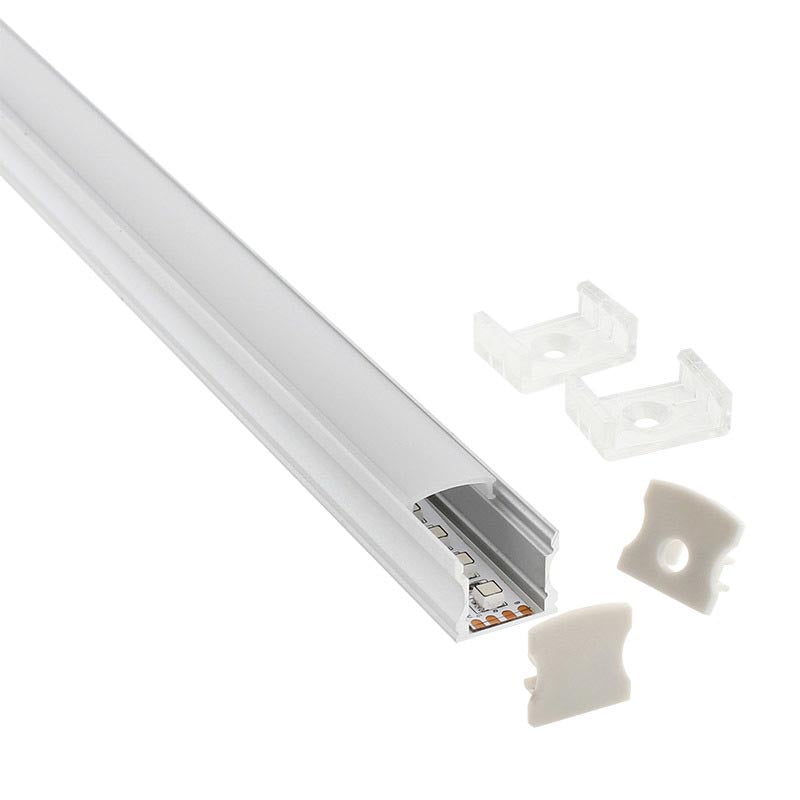 Kit que incluye perfil de aluminio, cubierta opal y tapas laterales. Para proteger y ocultar las tiras led, lo que permite realizar instalaciones profesionales, limpias y con estilo.