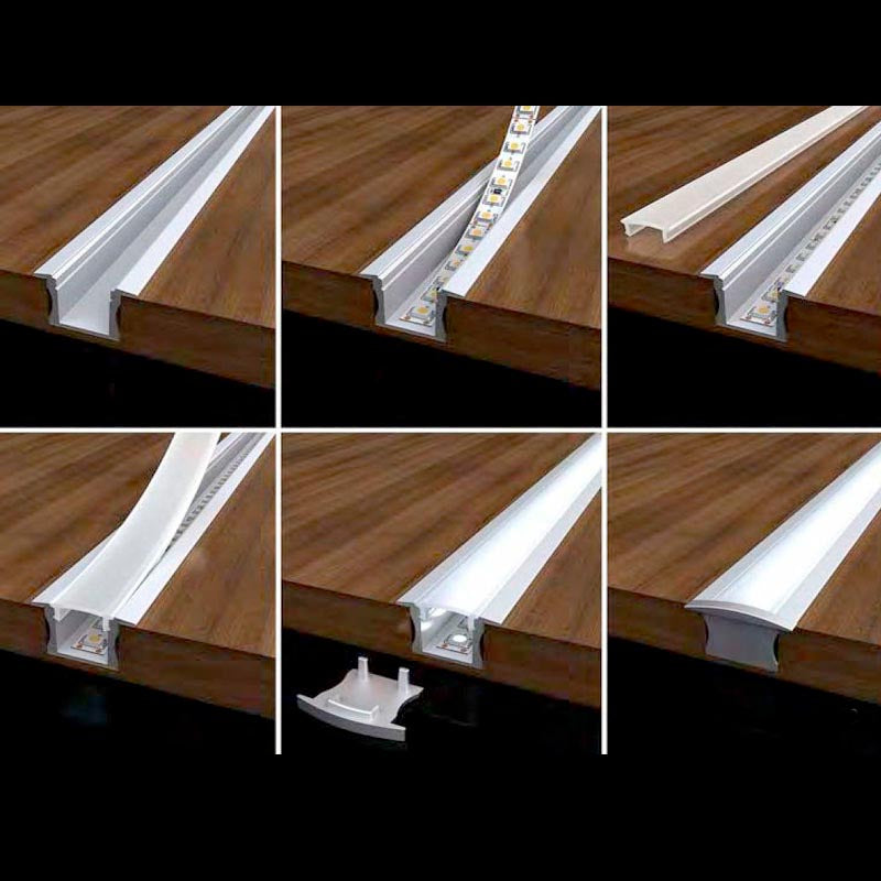 Kit que incluye perfil de aluminio, cubierta opal y tapas laterales. Para proteger y ocultar las tiras led, lo que permite realizar instalaciones profesionales, limpias y con estilo.