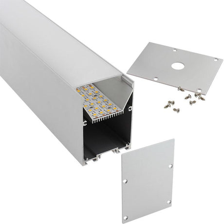 Kit que incluye perfil de aluminio, cubierta opal y tapas laterales. Para proteger y ocultar las tiras led, lo que permite realizar instalaciones profesionales, limpias y con estilo.