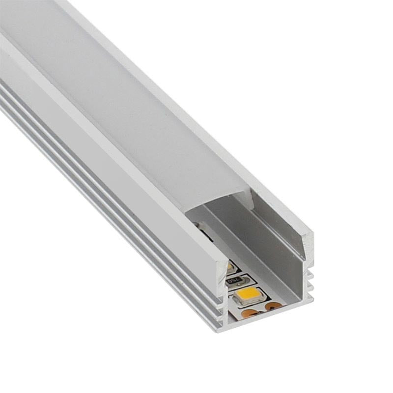 Kit que incluye perfil de aluminio, cubierta opal, clips de sujección y tapas laterales. Para proteger y ocultar las tiras led, lo que permite realizar instalaciones profesionales, limpias y con estilo.