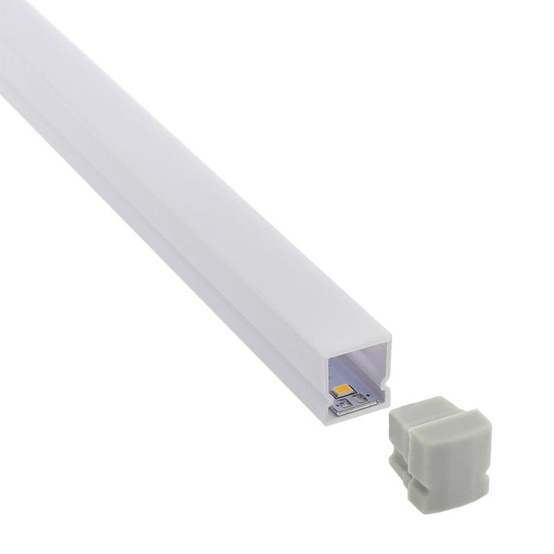 Kit que incluye las tapas de cierre derecha e izquierda del perfil led CUB IP68.