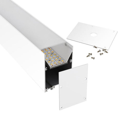 Kit que incluye perfil de aluminio, cubierta opal y tapas laterales. Para proteger y ocultar las tiras led, lo que permite realizar instalaciones profesionales, limpias y con estilo. Lacado en color blanco.