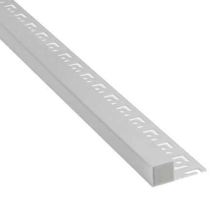 Perfil fabricado en aluminio de alta calidad ideal para iluminación de cualquier ambiente (baños, cocinas, pasillos, salones, etc) Se instala en obra entre el pladur, yeso, azulejos, etc. Dispone de aletas troqueladas que facilita la inserción del cemento u otro material para asegurar así un agarre perfecto a la pared.