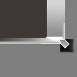 Perfil fabricado en aluminio de alta calidad ideal para iluminación de cualquier ambiente (baños, cocinas, pasillos, salones, etc) Se instala en obra entre el pladur, yeso, azulejos, etc. Dispone de aletas troqueladas que facilita la inserción del cemento u otro material para asegurar así un agarre perfecto a la pared.