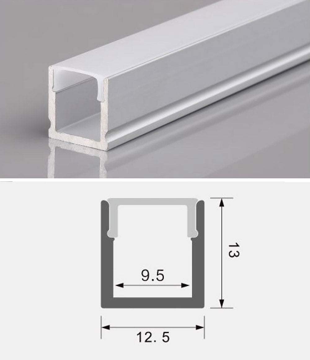 Kit que incluye perfil de aluminio, cubierta opal y tapas laterales. Para proteger y ocultar las tiras led, lo que permite realizar instalaciones profesionales, limpias y con estilo.