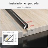 Kit que incluye perfil de aluminio, cubierta opal de silicona y tapas laterales. Para proteger y ocultar las tiras led, lo que permite realizar instalaciones profesionales, limpias y con estilo.