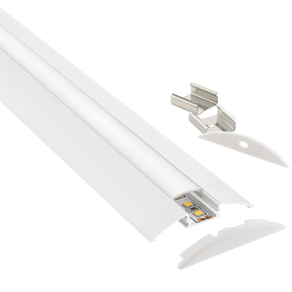 Kit que incluye perfil de aluminio, cubierta opal y tapas laterales. Para proteger y ocultar las tiras led, lo que permite realizar instalaciones profesionales, limpias y con estilo.