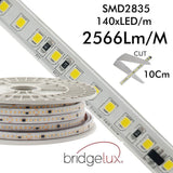 1 metro de tira LED flexible BRIDGELUX SMD2835-DC220V con regulación TRIAC de la más alta calidad para proyectos profesionales. Por su flexibilidad y alta luminosidad es ideal para crear una iluminación de calidad en todo tipo de ambientes, tanto en interiores como en exteriores.