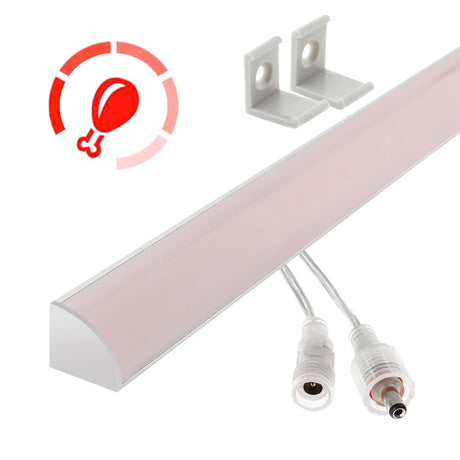 Barra LED con el nuevo Chip COB de OSRAM desarrollado especialmente para la iluminación de productos frescos. Ofrece iluminación lineal continua sin puntos. Luz perfecta que muestra una imagen fresca y sugerente que ayuda a la venta del producto.