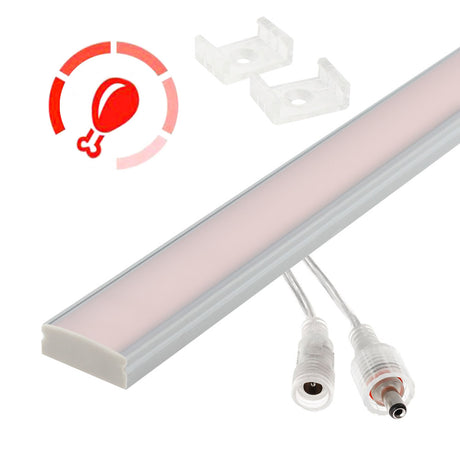 Barra LED con el nuevo Chip COB de OSRAM desarrollado especialmente para la iluminación de productos frescos. Ofrece iluminación lineal continua sin puntos. Luz perfecta que muestra una imagen fresca y sugerente que ayuda a la venta del producto.