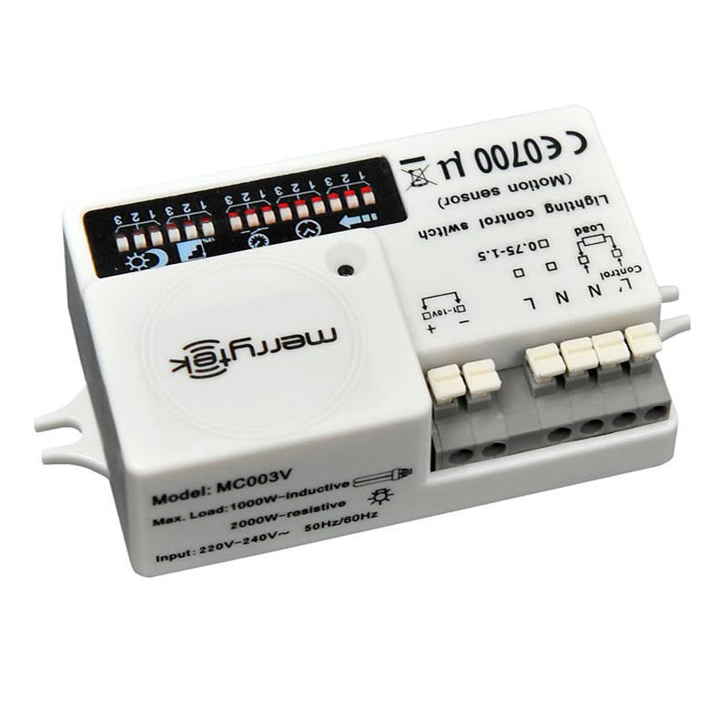 El Sensor de movimiento Merrytek MC003V dispone de una innovadora tecnología de detección con sistema HF de 5.8GHz que permite que el movimiento pueda ser detectado a través de distintos materiales como plástico, vidrio y materiales no metálicos delgados.