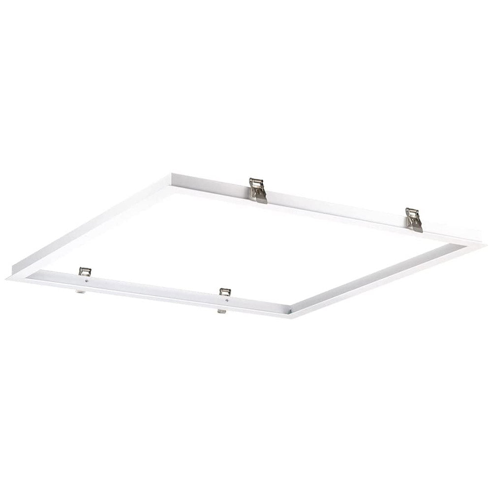 Marco para empotrar de 60x60 en color blanco, fabricado en aluminio. Está diseñado para ofrecer la posibilidad de instalar paneles LED 60x60cm en lugares en los que el techo no es desmontable. Gracias a su nuevo diseño, este marco es idóneo para cualquier Panel Led de 60x60 de nuestro catálogo. 