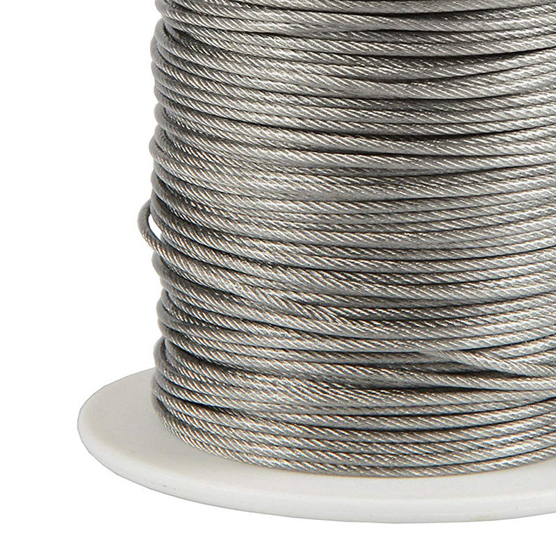 Cable suspensión de acero inoxidable de 1mm con revestimiento de naylon. Ideal para descolgar luminarias a la altura deseada, 1m.