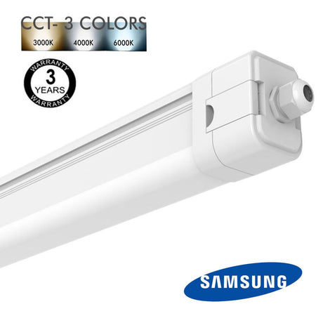 Iluminación perfecta con la Regleta Estanca LED 20W SAMSUNG - LUMINAIRA - 3CCT. Esta regleta estanca combina calidad y versatilidad para brindarte una experiencia lumínica excepcional. Con su potente y eficiente tecnología LED disfruta de una iluminación brillante y uniforme en cualquier entorno. IK08.  COLOR SELECCIONABLE (CCT 3000K-4000K-5700K) LED integrado. La luminaria LED es puede usarse tanto en interior, como en exterior por tener IP65,  y grado anti golpeo  IK08. FP + 0.98.