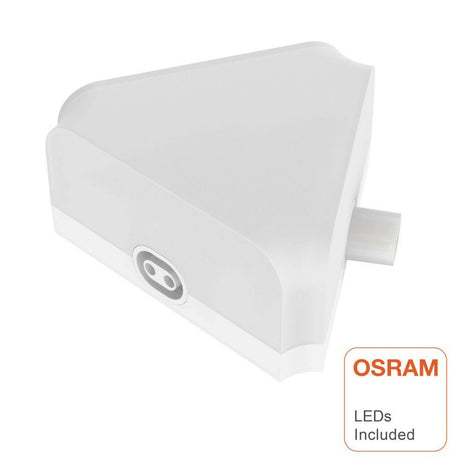 El conector led integrado triangular con chip OSRAM ha sido diseñado específicamente para su uso en las regletas lineales LINELUX. Gracias a su forma triangular, es posible enlazar hasta tres regletas de forma continua. 