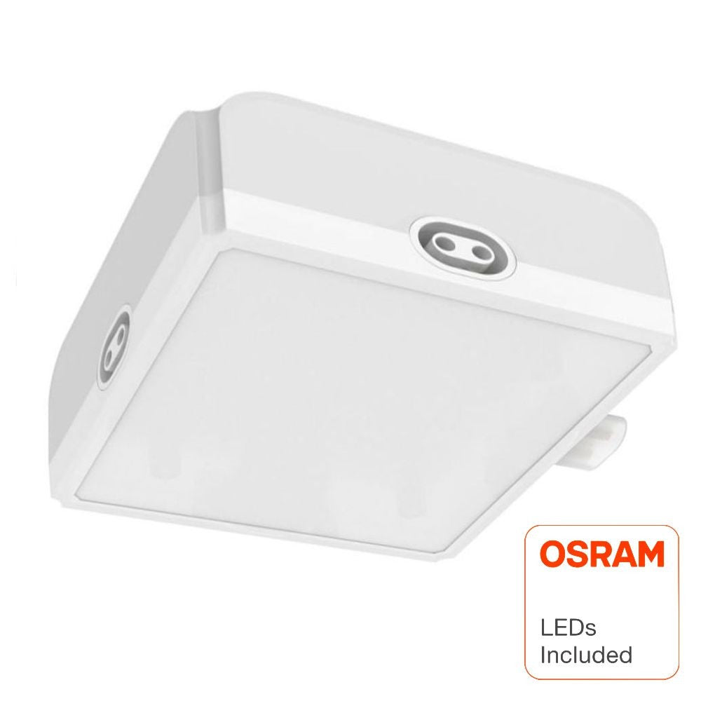 El conector led integrado cuadrado con chip OSRAM ha sido diseñado específicamente para su uso en las regletas lineales LINELUX. Gracias a su forma cuadrada, es posible enlazar hasta cuatro regletas de forma continua. 