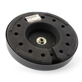 Base de pie para luminaria de pie lacada en color silver y diámetro de Ø225mm. Su elevado peso da estabilidad a la lámpara. Incorpora tornillo hueco y herrajes para facilitar la instalación y el paso de cables.