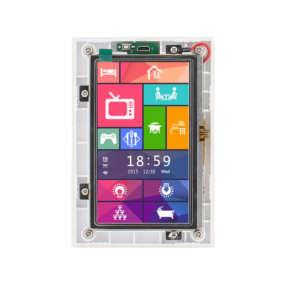 Panel táctil LCD con interface configurable que permite acceder al control de los distintos elementos del sistema DALI de una forma sencilla.