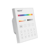 Panel táctil DALI 3 en 1. para el control de tiras led Monocolor, CCT, RGB, RGBW y RGB+CCT (RGB+blanco dual 2700K-6500K). Controla el encendido/apagado y regulación de intensidad y color de luz de hasta 4 grupos o zonas diferentes de forma individual o conjunta. Soporta modo de dirección única, modo de grupos y broadcast. Incluye display en la parte posterior para facilitar su configuración.