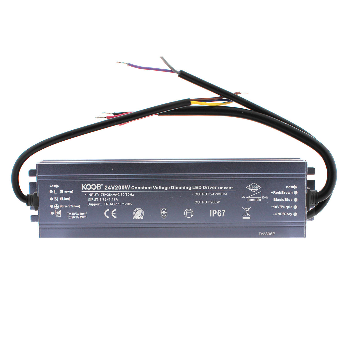 Fuente de alimentación con protección contra el agua IP67 y regulación 5 en 1: 0-10V, 1-10V, 10V PWM, TRIAC DIM, Resistance DIM. Libre de parpadeo, regulación 0-100%, Regulación led 1%. Ideal para regulación de tiras led DC24V, con posibilidad de añadir sondas crepusculares 0-10V, mandos y reguladores 0-10V, TRIAC, etc.