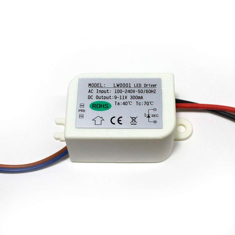 Fuente de alimentación de 3x1W, DC9-11V, 300mA, Corriente Constante, para focos led