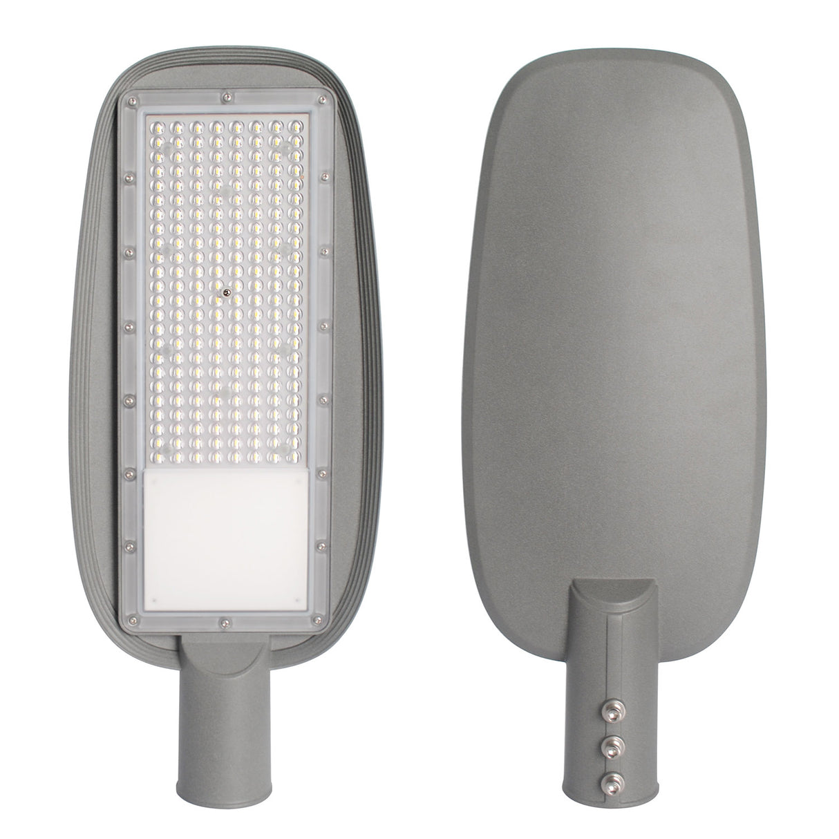 Farola LED con chip Osram y 100lm/w, con cuerpo de aluminio fundido a presión y óptica asimétrica profesional que aumenta la luminosidad y la distribuye de forma óptima. 