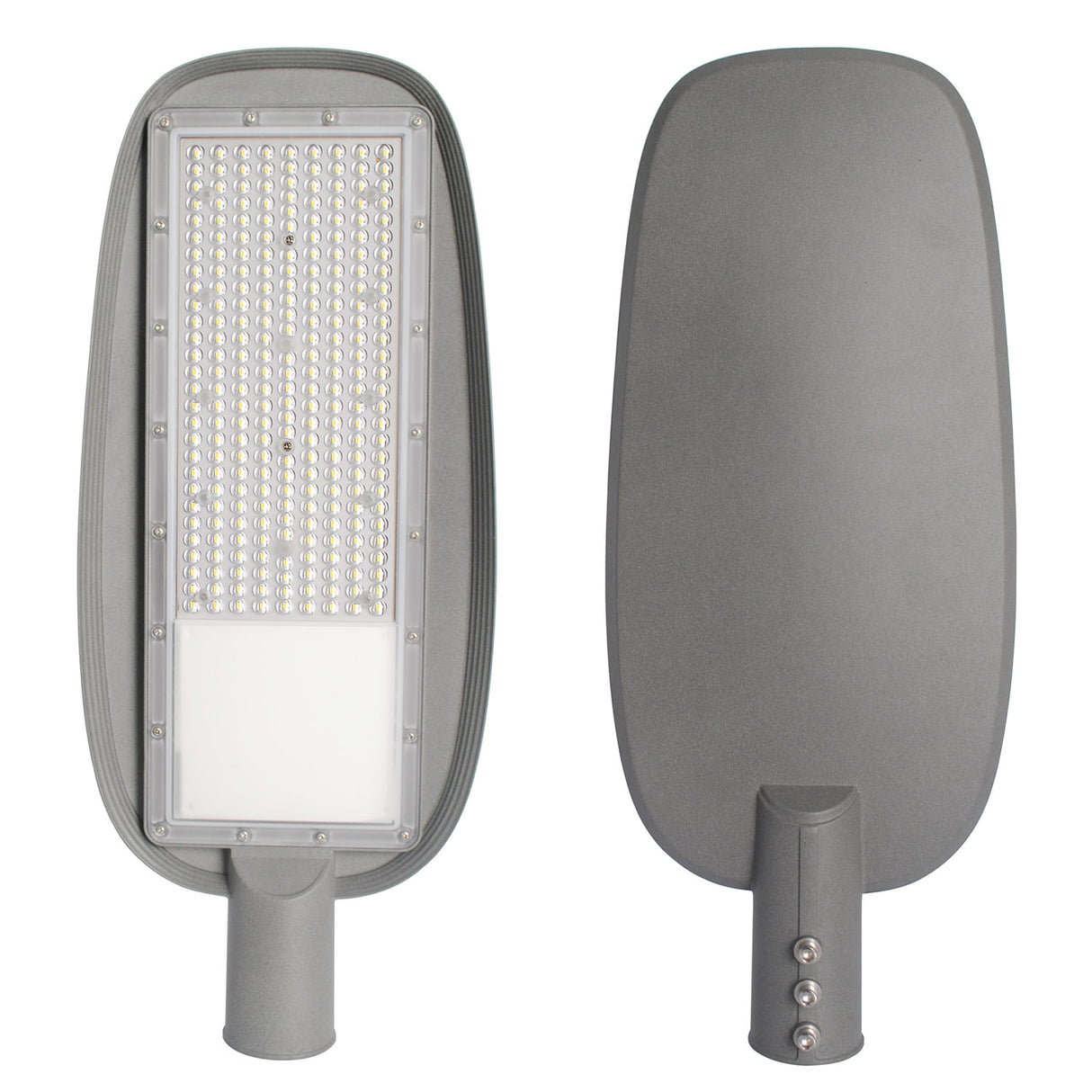 Farola LED con chip Osram y 100lm/w, con cuerpo de aluminio fundido a presión y óptica asimétrica profesional que aumenta la luminosidad y la distribuye de forma óptima. 