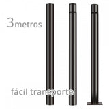 Elegante Columna galvanizada y pintada al horno en color negro de 3 metros de altura, especialmente diseñada para luminarias LED para tu jardín. Báculo desmontable en 3 tramos de 1 metro para un fácil transporte y una instalación sencilla. Fácil instalación y de construcción robusta.