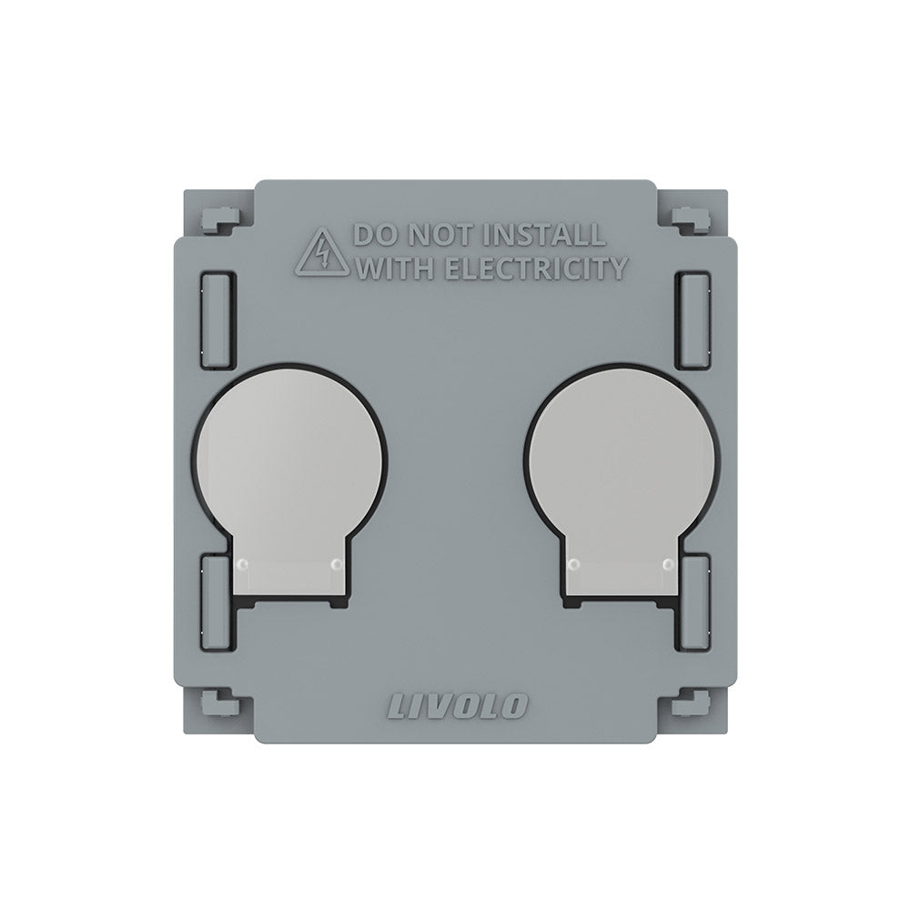 Mecanismo de empotrar EU, interruptor doble, con cuerpo de aluminio y botones táctiles iluminados