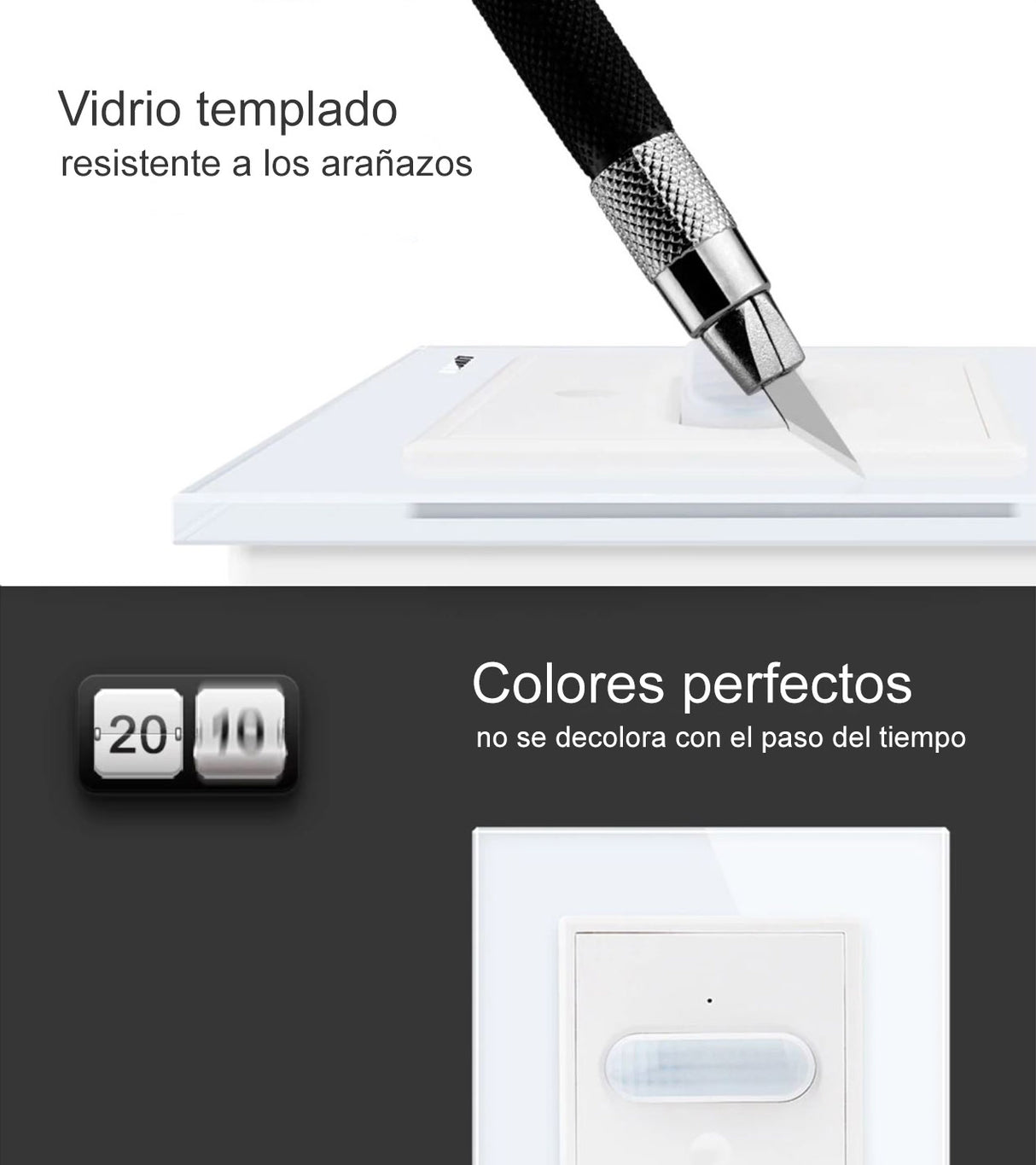 Sensor de movimiento y luminosidad de máxima calidad que permite el encendido de las luces cuando detecta movimiento en su radio de detección y la luminosidad ambiente es menor a los lux configurados.  