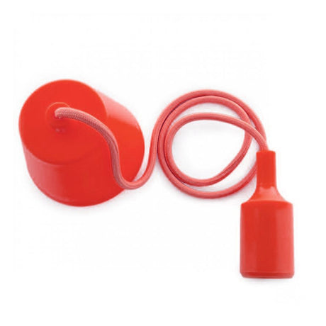 Portalámparas E27 con cable eléctrico 2x075mm textil, rosetón y portalámparas de PVC. Ideal para crear un ambiente moderno y minimalista. Diseño sencillo y de fácil instalación.