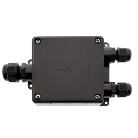 Caja IP68 para conexiones estancas, incluye 3 conectores para cables.