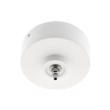 Florón redondo lacado color blanco mate, Ø75x28mm. Facilita la instalación y oculta los cables de conexión de las lámparas suspendidas.