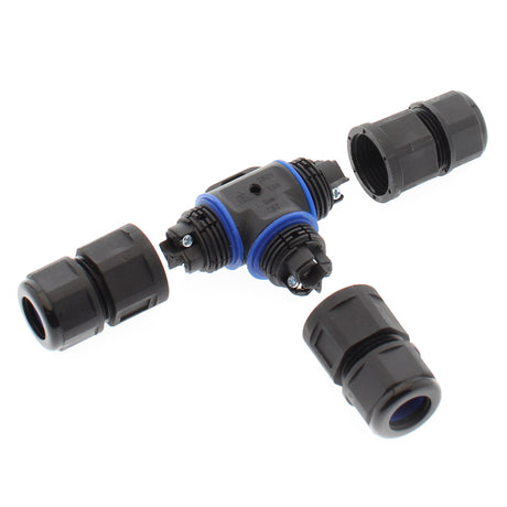 Conector IP68, 110mm, Ø12-6mm, 3 cables 0.5-2.5mm2, 16A ideal para la conexión de cables de sección desde 0.5 hasta 2,5 mm2.
