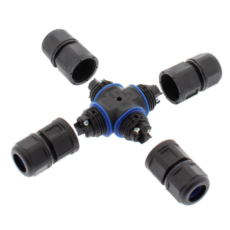 Conector IP68, 110mm, Ø12-6mm, 3 cables 0.5-2.5mm2, 16A ideal para la conexión de cables de sección desde 0.5 hasta 2,5 mm2.