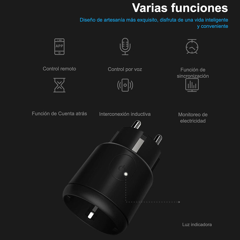 Enchufe inteligente de LIVOLO con múltiples funciones,  control remoto por APP, todo sus funciones fácilmente accesibles a través de tu smartphone. Control por voz (Alexa y Google home), función de sincronización, Cuenta atrás, Interconexión inductiva, Control de consumo, etc. 