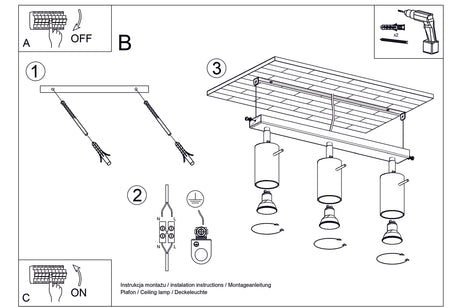 Lámpara de techo BERG con 3 puntos de iluminación, SOLLUX iluminación, de madera natural, un diseño inspirado en la tendencia de la arquitectura orgánica, cuyas referencias se pueden ver incluso en los detalles mas pequeños.