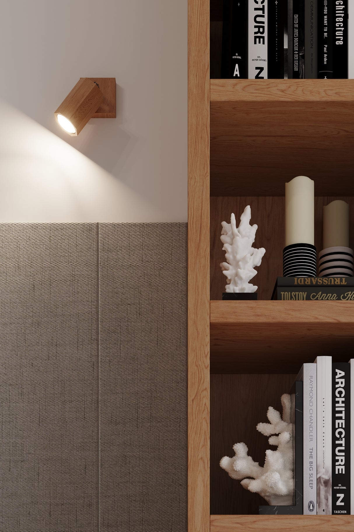 Aplique de pared ZEKE, roble, GU10