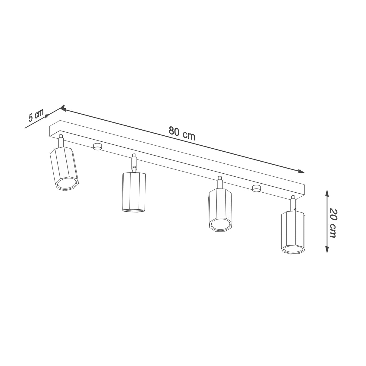 Aplique de techo ZEKE 4, roble, GU10