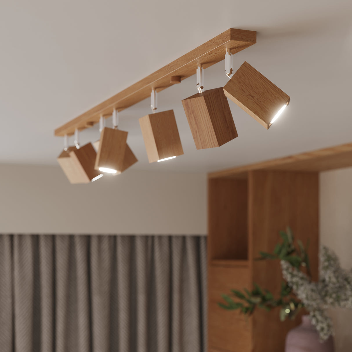 Aplique de pared KEKE, roble, GU10