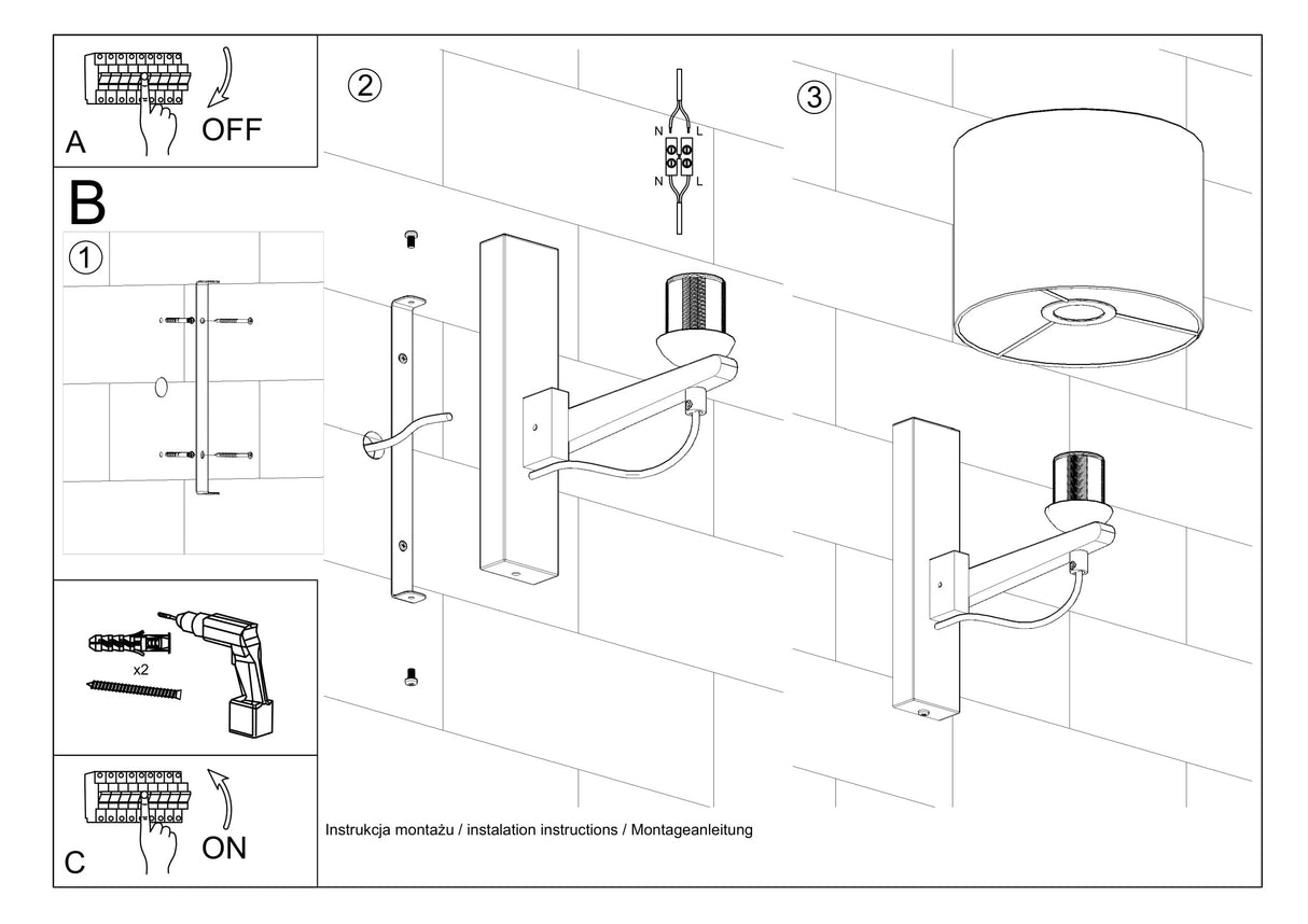 Aplique de pared LEGNO, E27