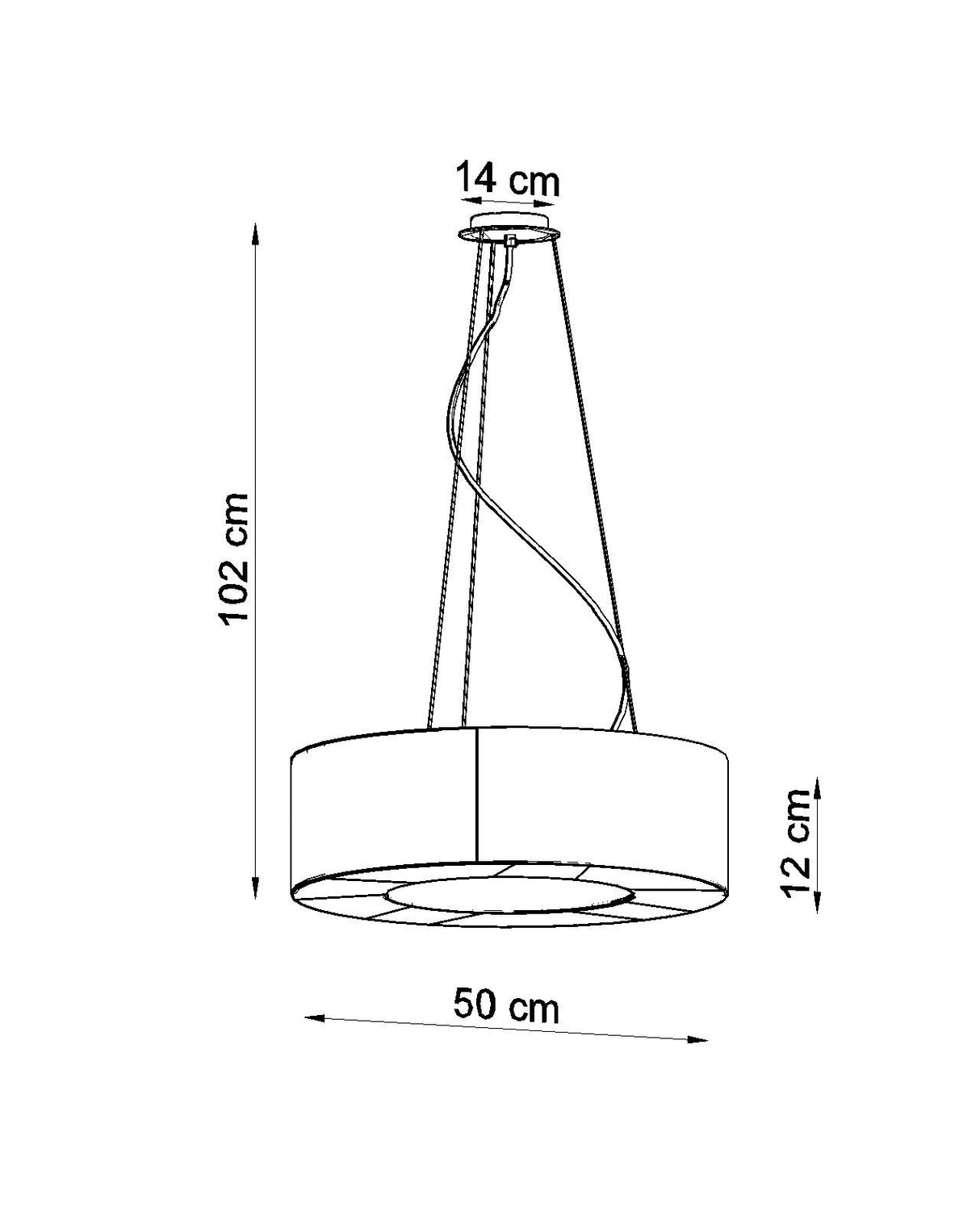 Lámpara suspendida SATURNO SLIM 50 negra, E27