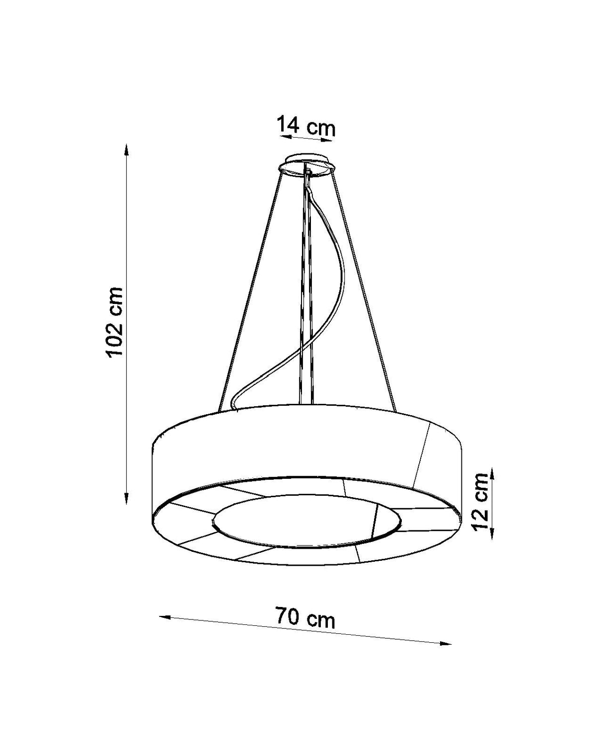 Lámpara suspendida SATURNO SLIM 70 negra, E27